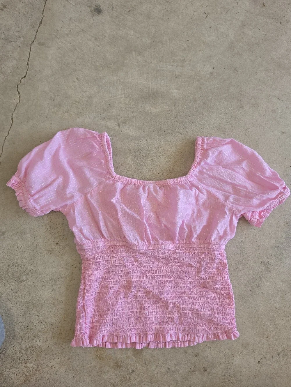 Girls Pink Smocked Shirt